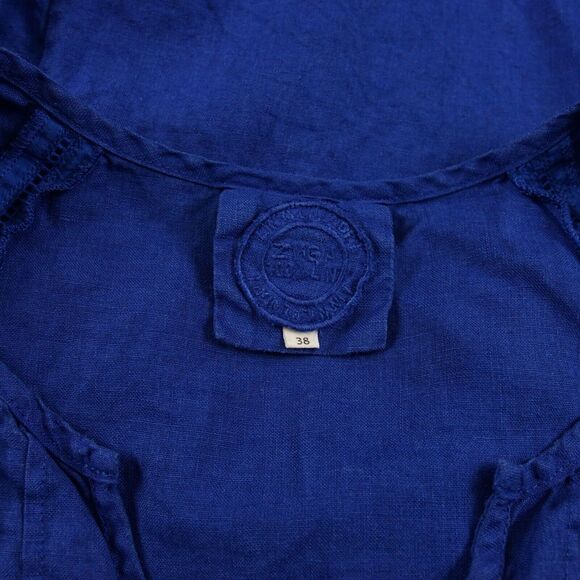 Zyga Lin'n 100% Linen Blue Pleated Detail Midi Dress Womens Sz EU 38 / US 6 - Picture 5 of 7